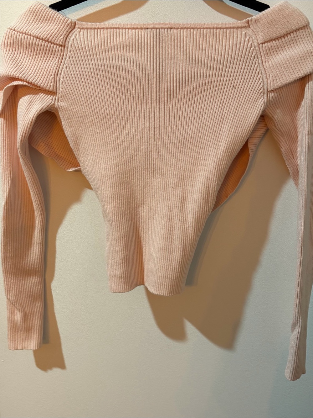 Express Light Pink Ribbed Knit Top - Picture 3 of 3